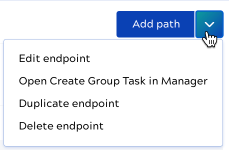 Endpoint option menu