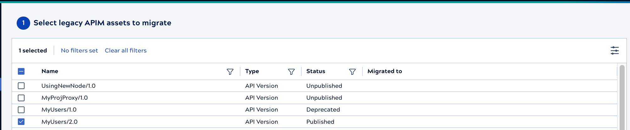Select the Policy to migrate