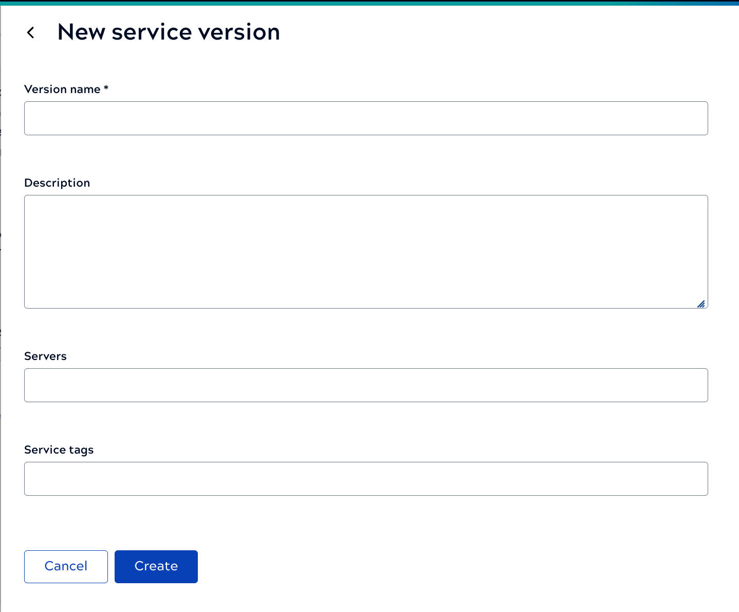 Edit version details panel