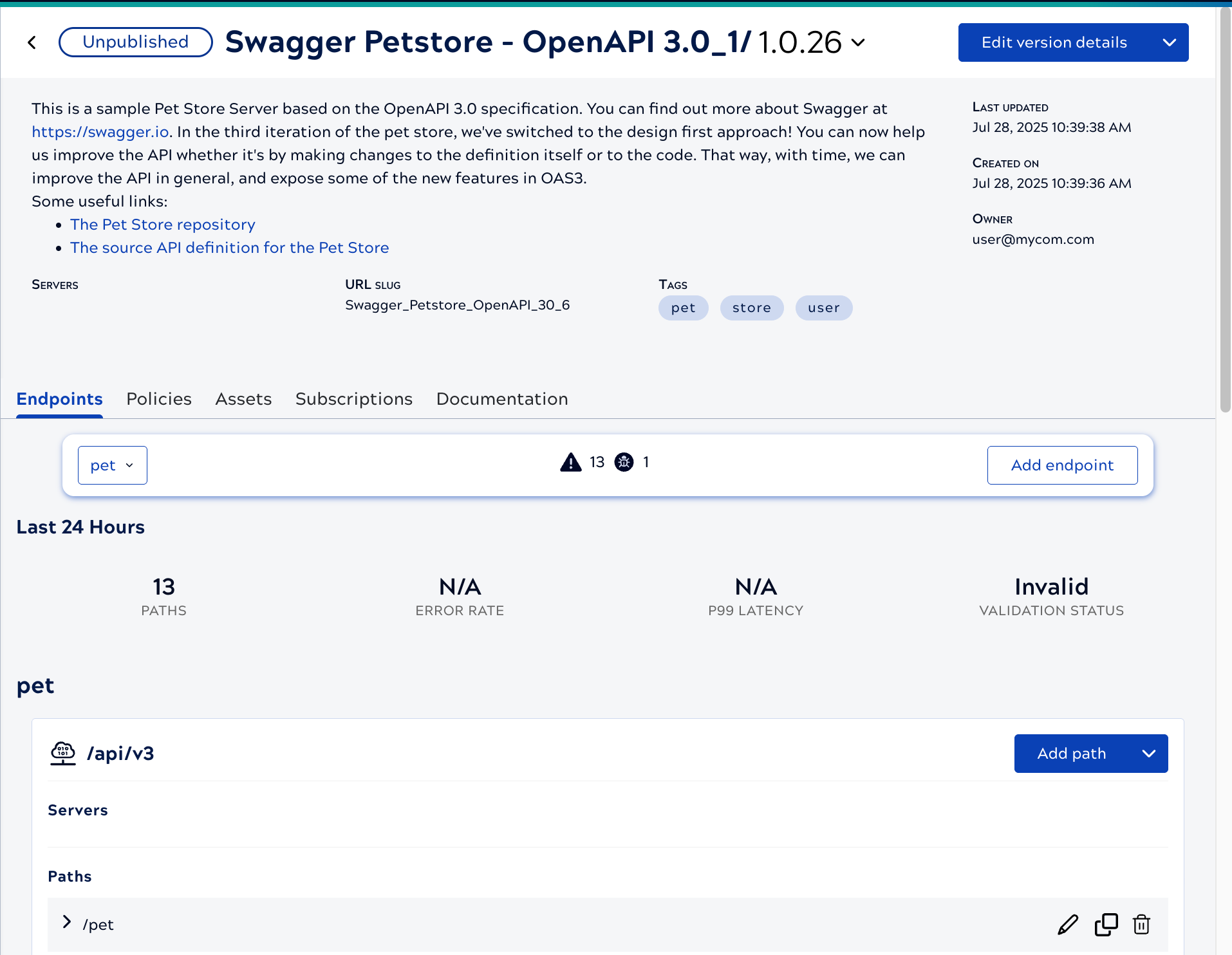 Service Pet Store example