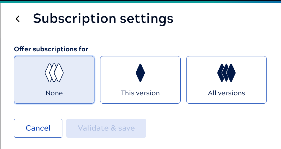 Subscription settings panel