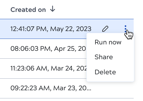 Share from list view