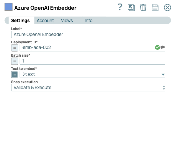 Azure OpenAI Embedder Snap Configuration