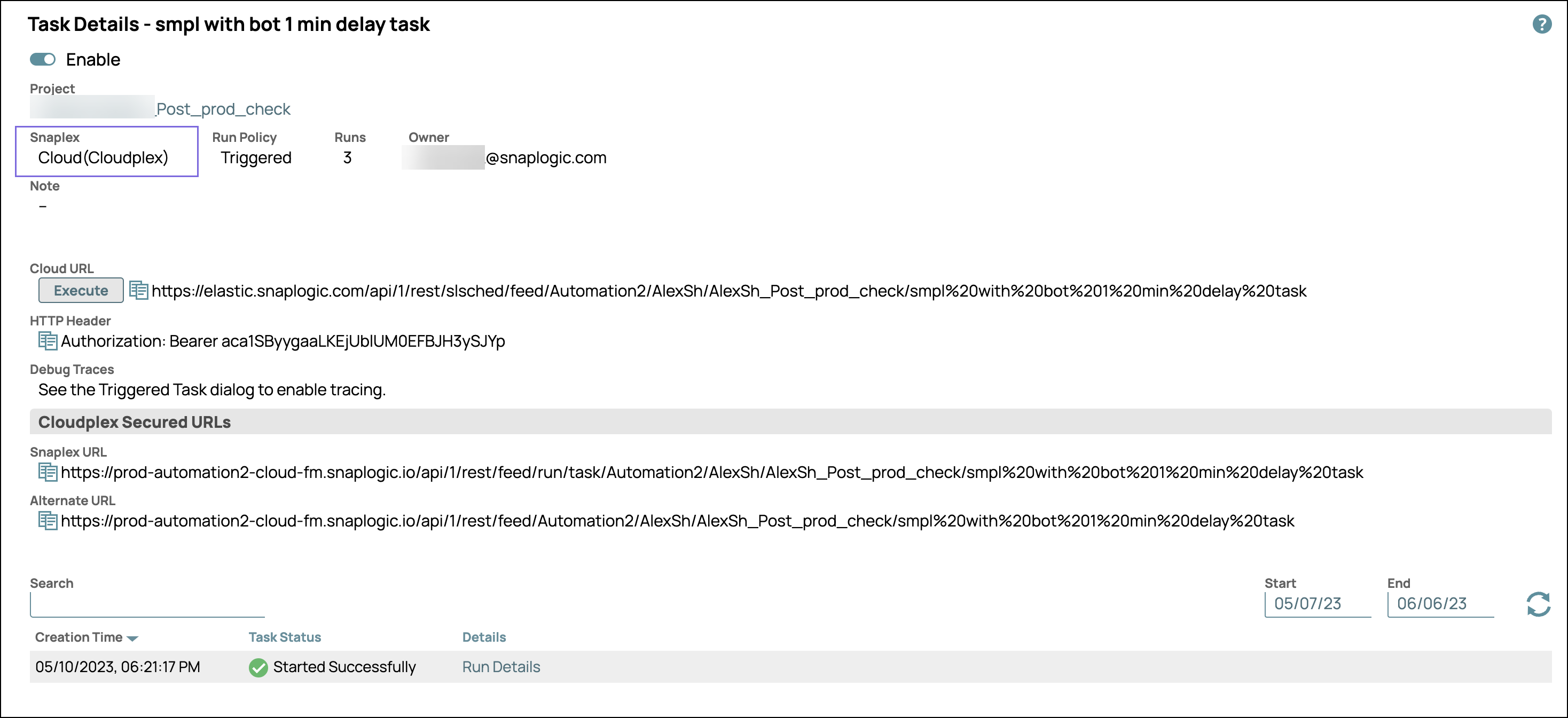 Triggered Task Details