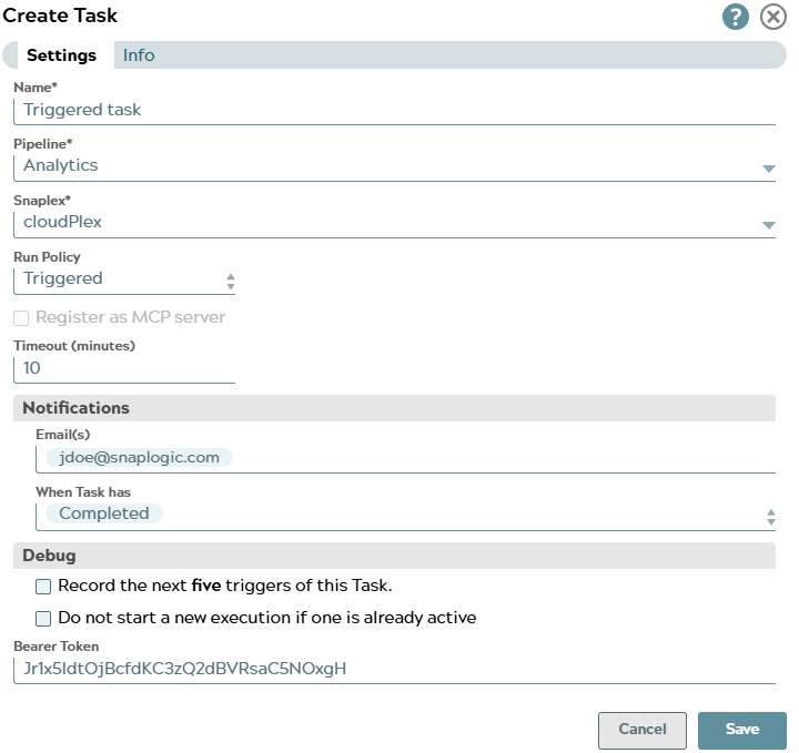 Create Triggered Task