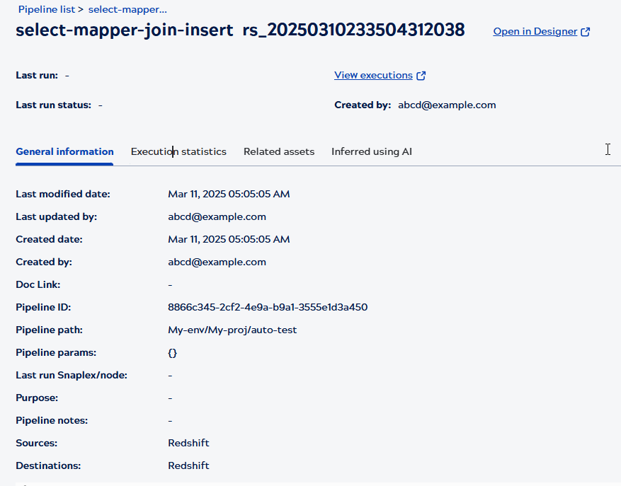 Asset catalog pipeline details General tab
