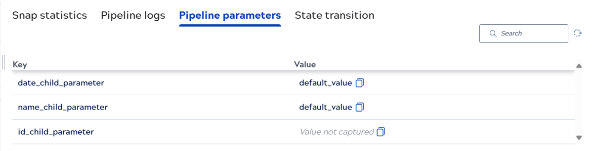 Pipeline parameters tab