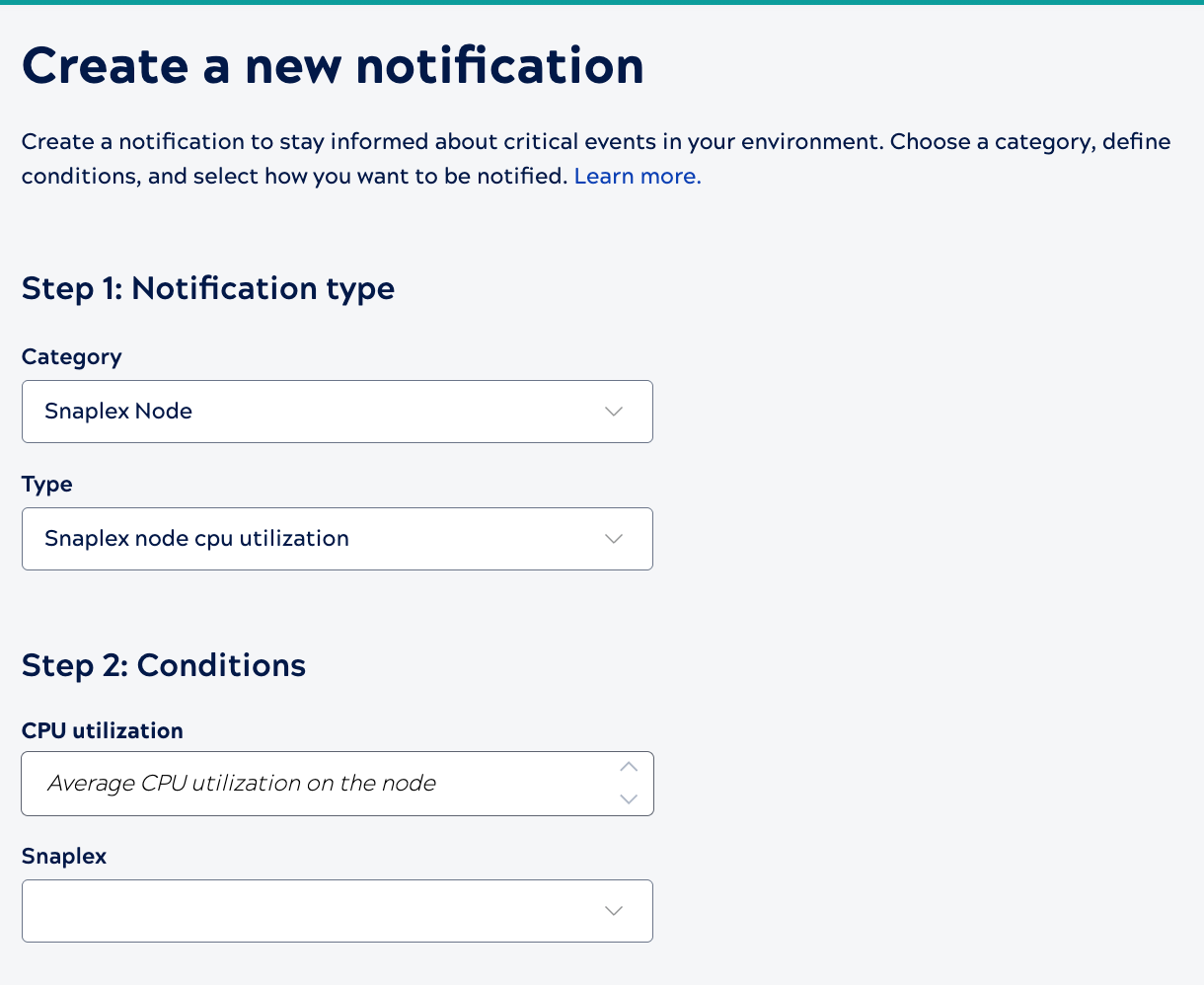 Set CPU utilization notification