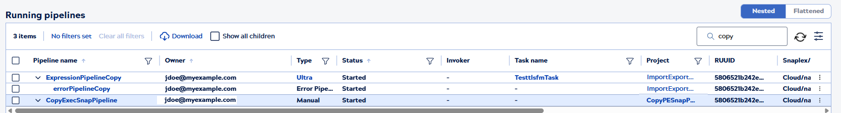 Show all children option disabled.