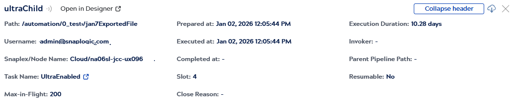 Ultra pipeline details header
