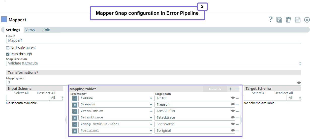 Mapper configuration in error pipeline