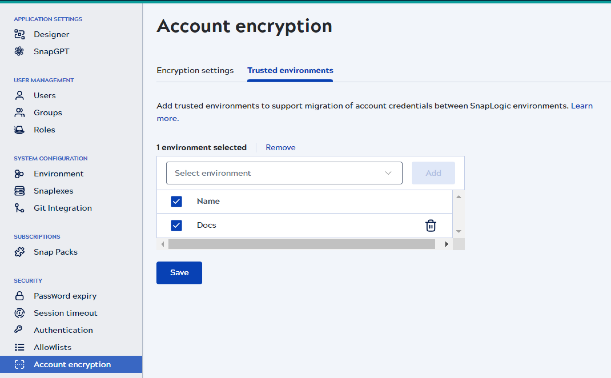 Add Trusted environment