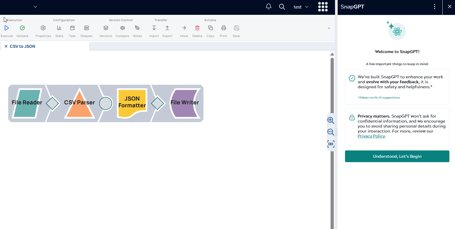 SnapGPT panel in Designer