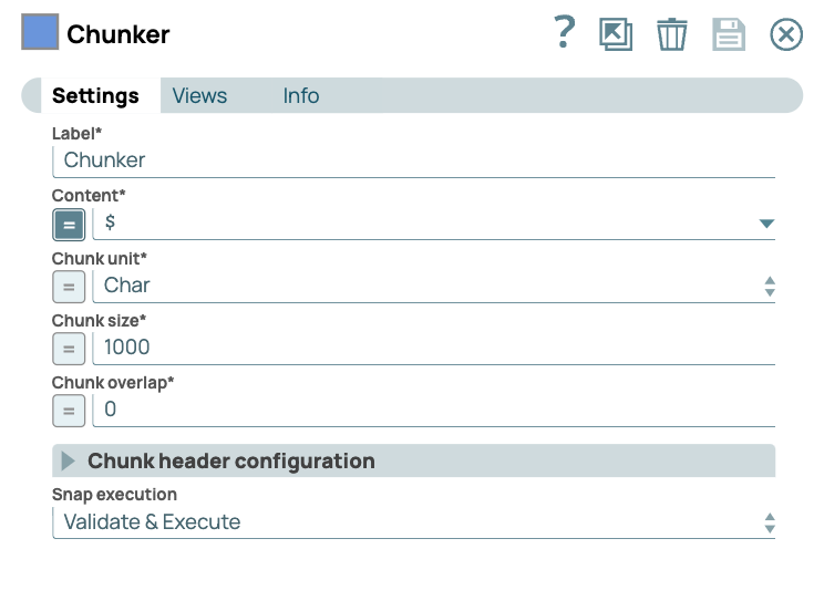 Chunker Snap Configuration