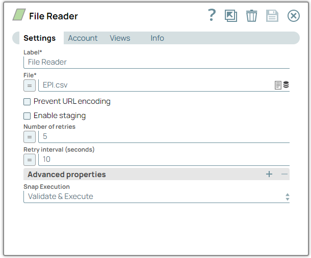 File Reader Snap configuration