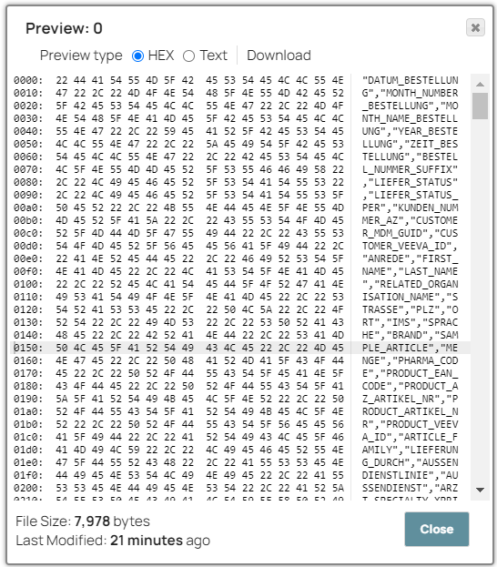File Reader Snap output