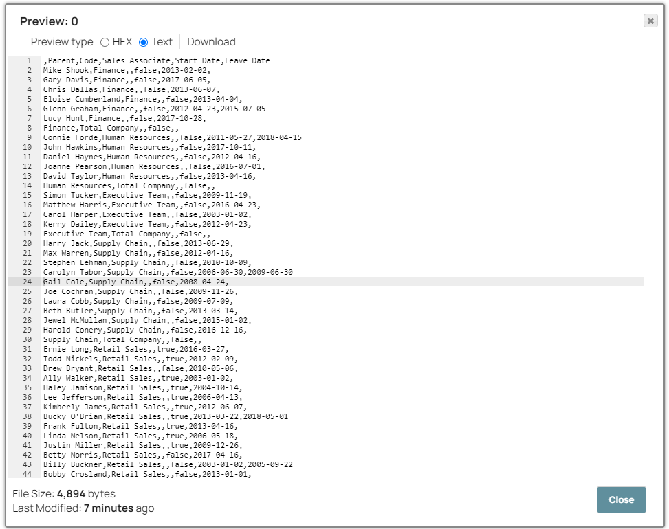 Anaplan Read Snap output
