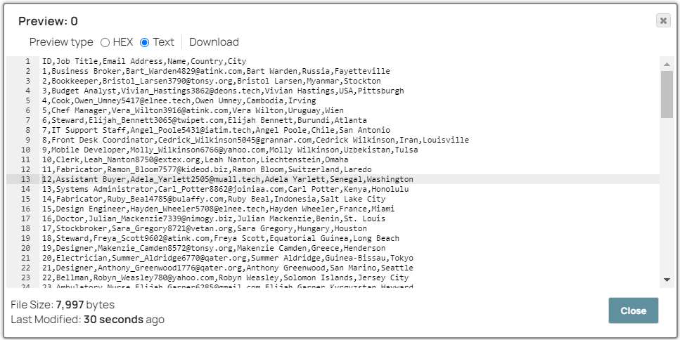 File Reader Snap output