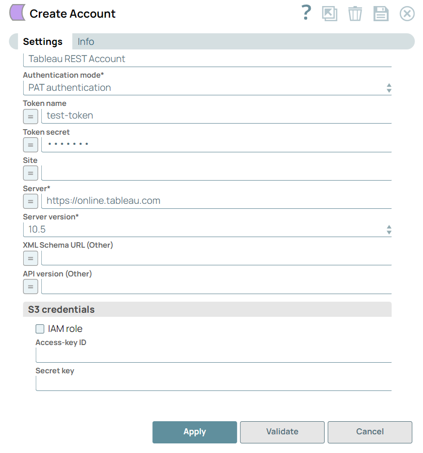 Create Account dialog