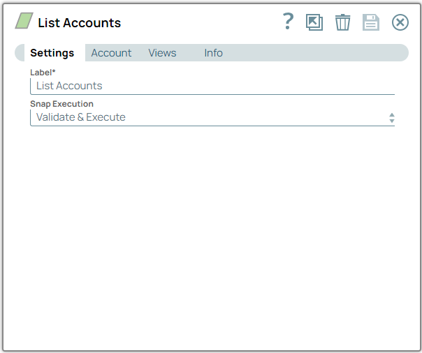 List Accounts Snap configuration