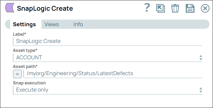 SnapLogic Create Snap configuration