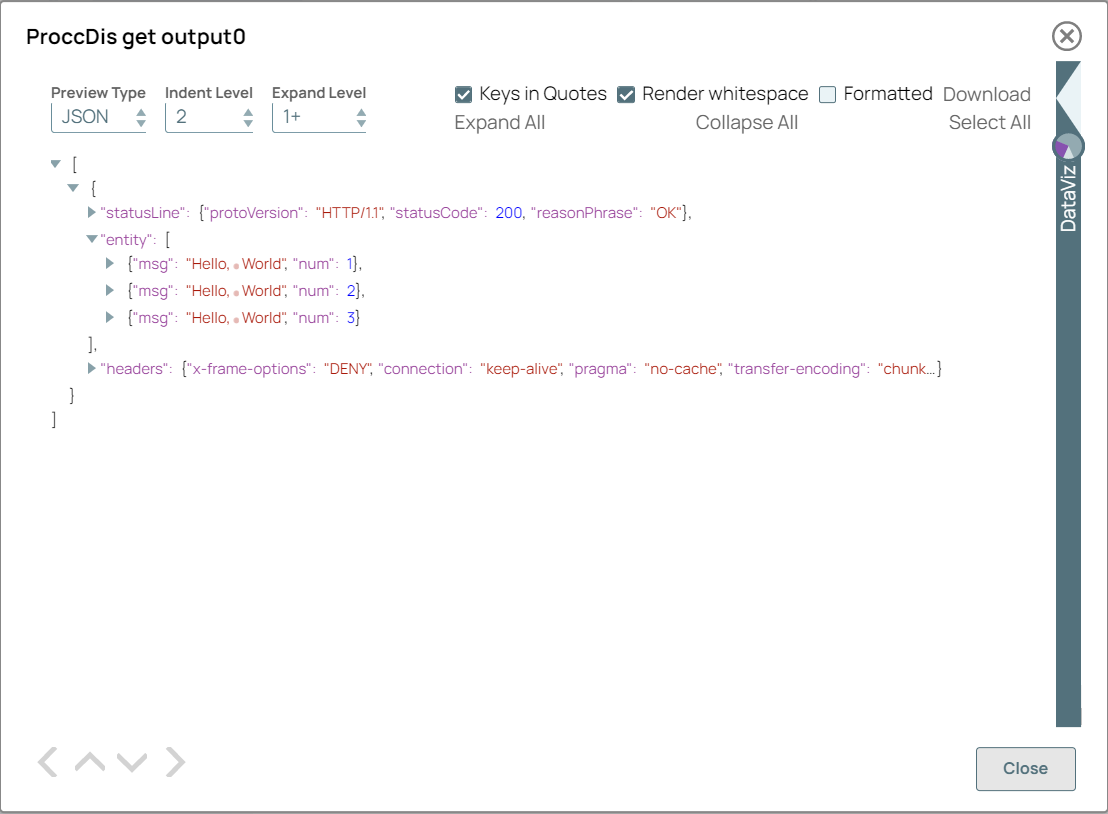 REST Get output when Process array is deselected