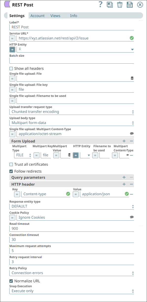 JSON Generator configuration for Jira issue