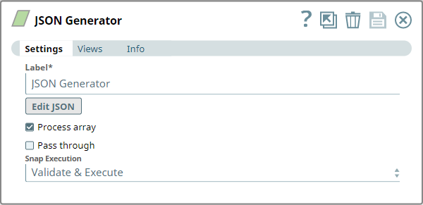 JSON Generator Configuration Settings