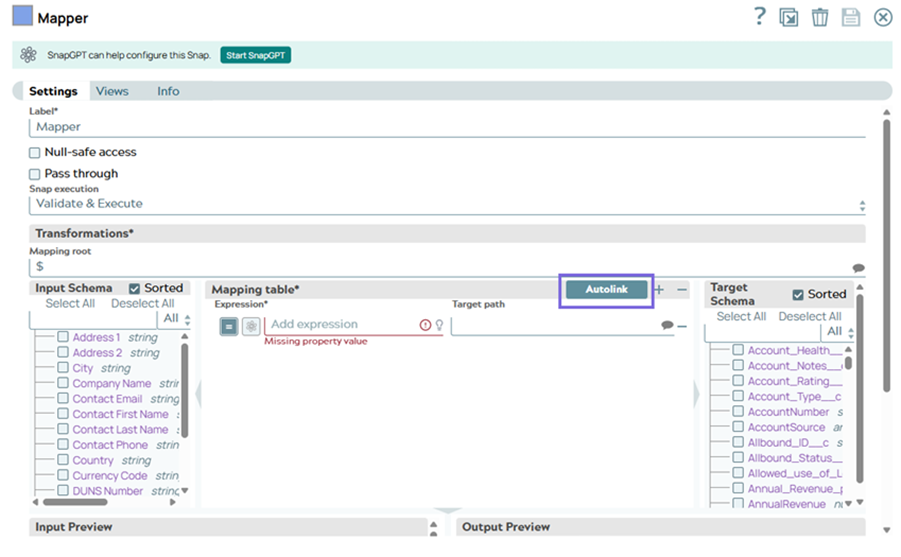 Mapper Autolink button