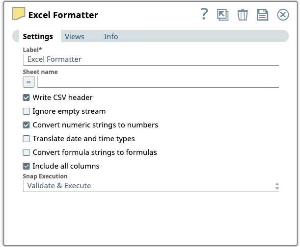 Excel Formatter Settings