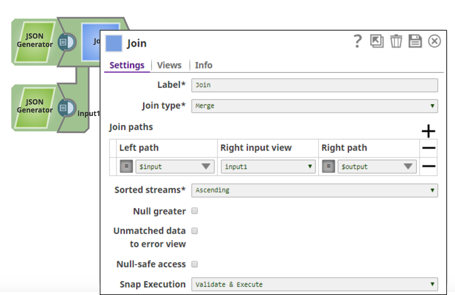 Joined data based on a matching key or condition example Pipeline.