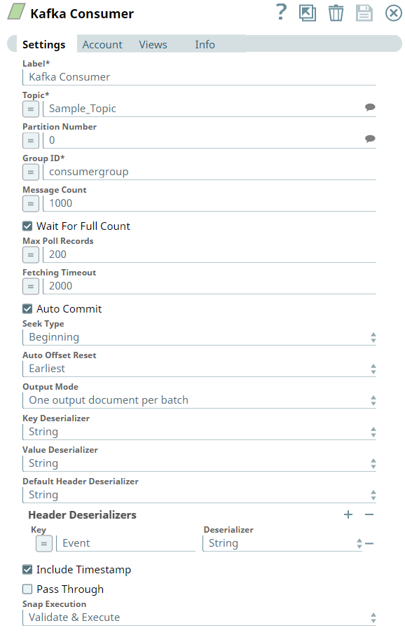Kafka Consumer Snap configuration