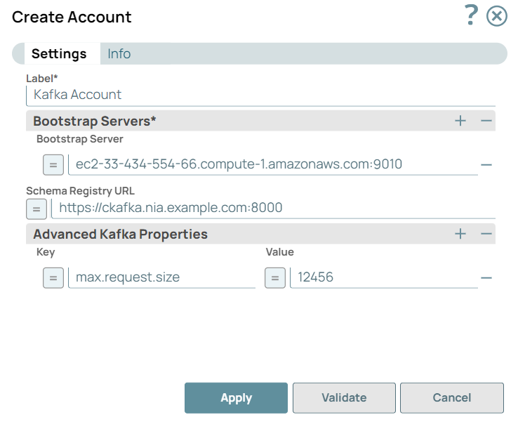 Kafka Account configuration