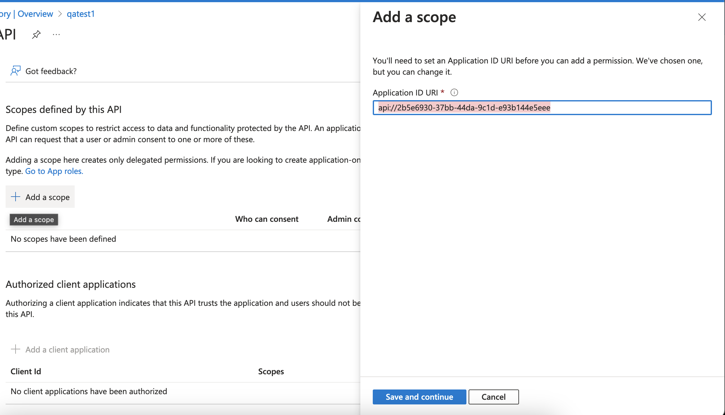Set the Application ID URI