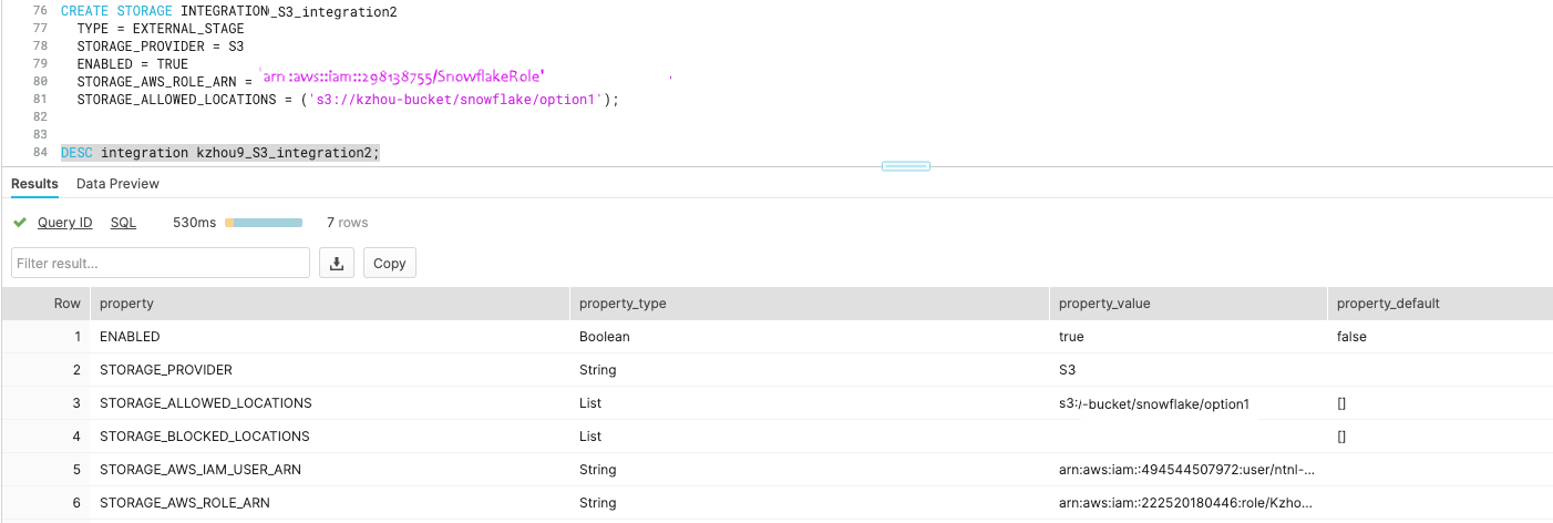 Storage integration S3 Integration