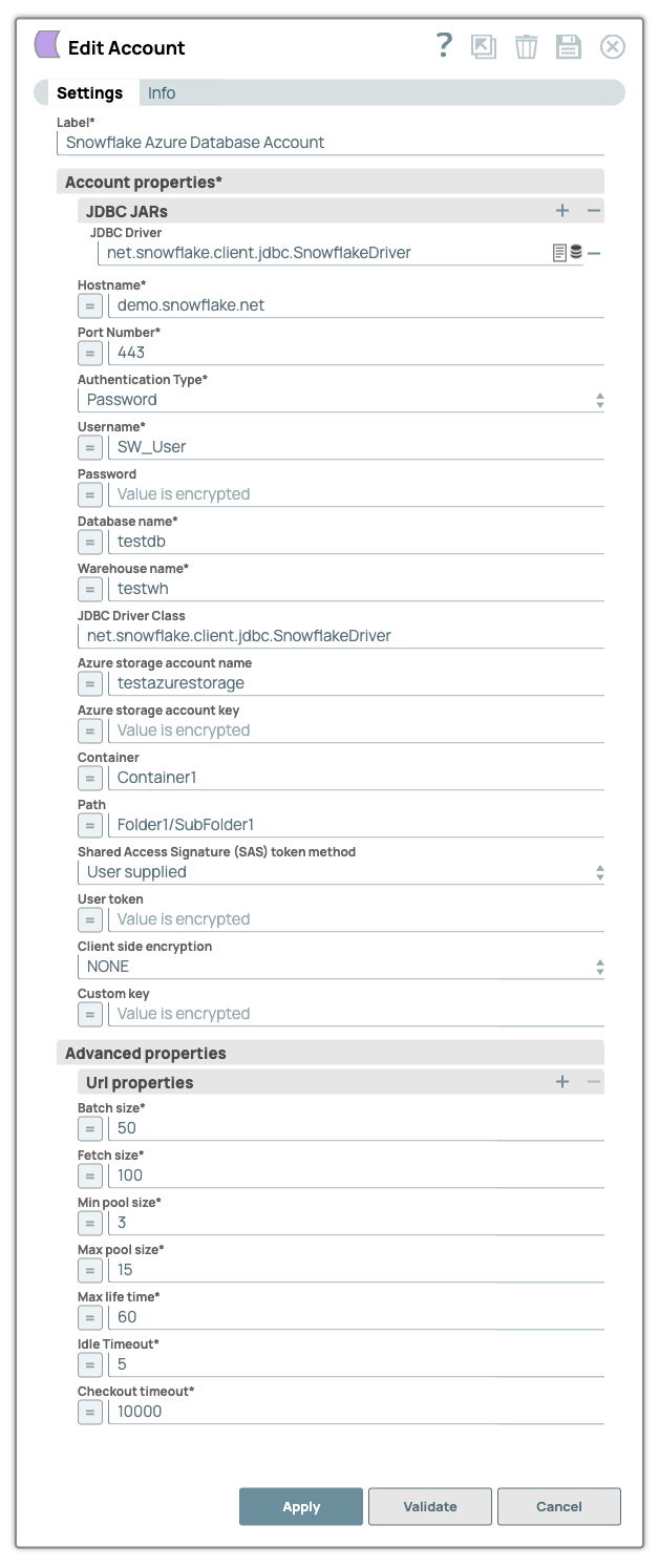 Snowflake Azure Database account