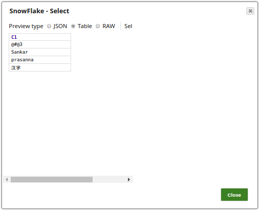Select Snap Output Preview