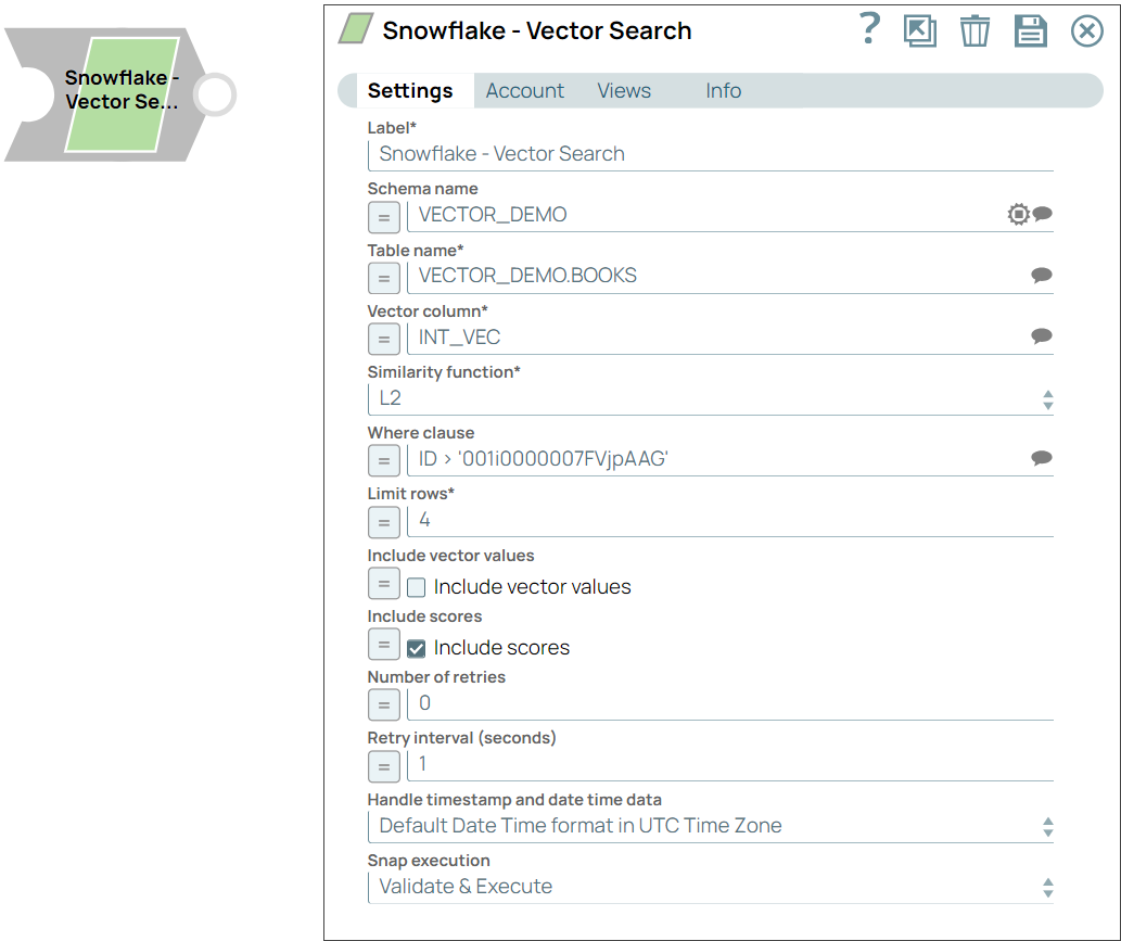 Snowflake Vector Search Configuration
