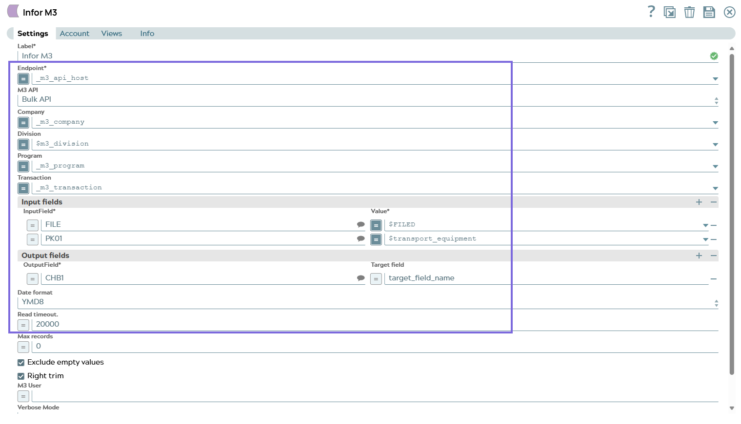Infor M3 Snap Configuration