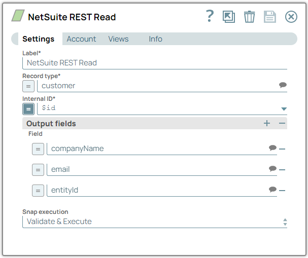 NetSuite REST Read Snap configuration