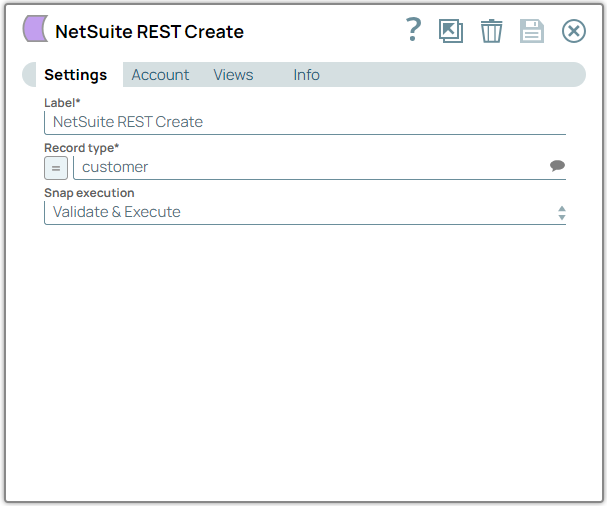 NetSuite REST Create Snap configuration