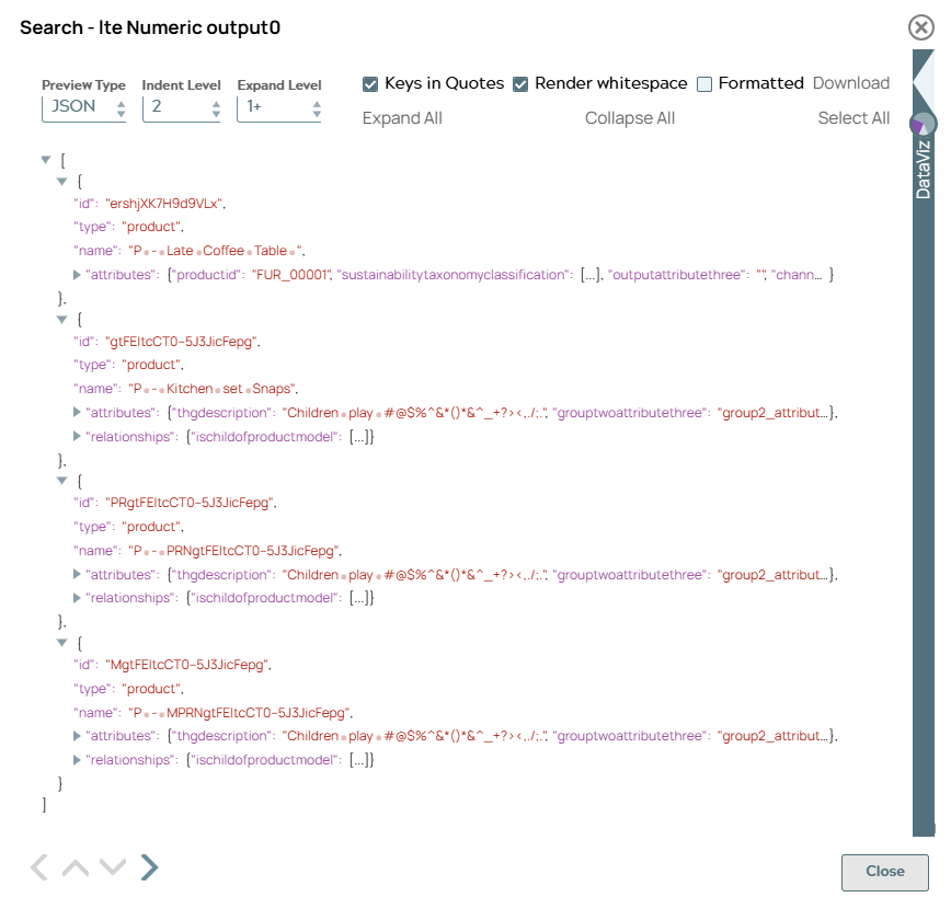 Syndigo Search Snap output