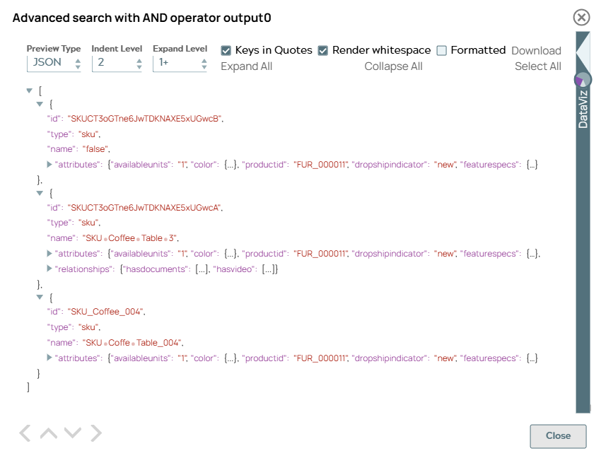 Syndigo Search Snap output