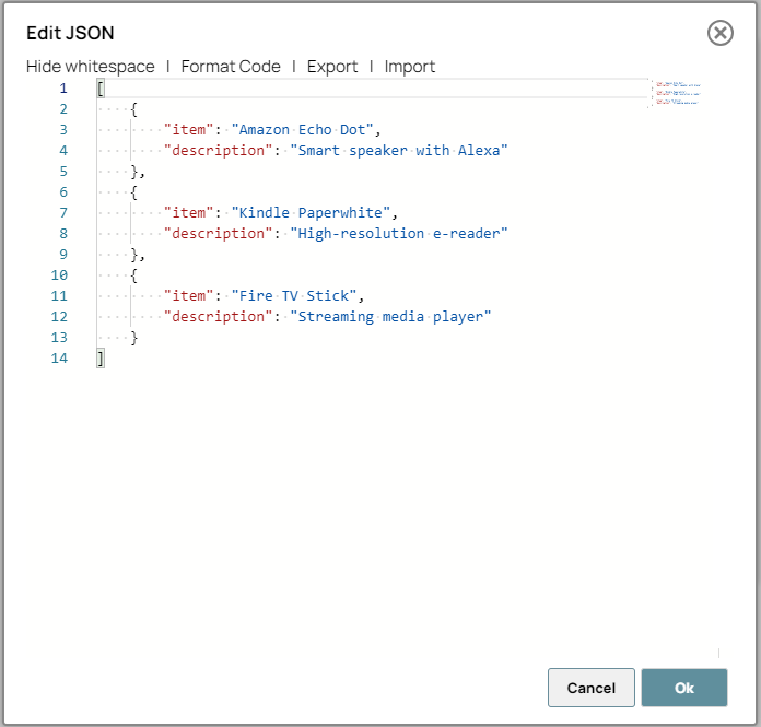 JSON Generator Snap - Edit JSON
