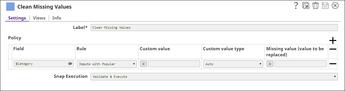 Clean Missing Values Snap Configuration