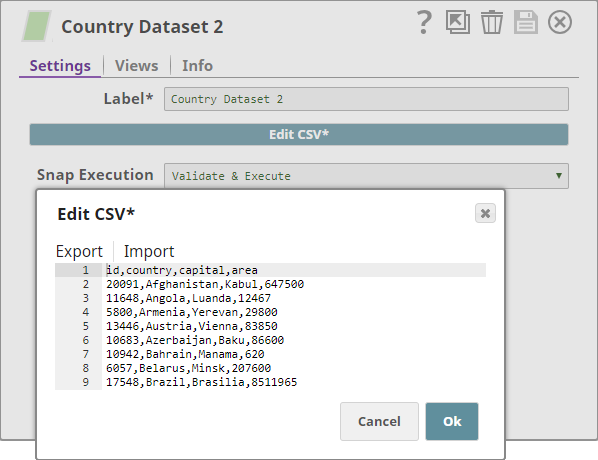 Country Dataset 2 Configuration