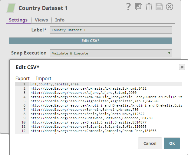 Country Dataset 1 Configuration