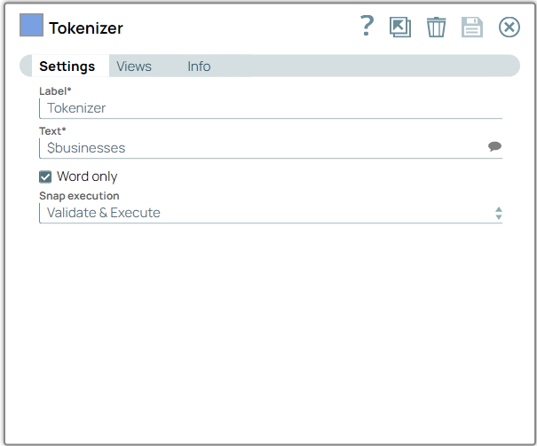 Tokenizer Snap configuration
