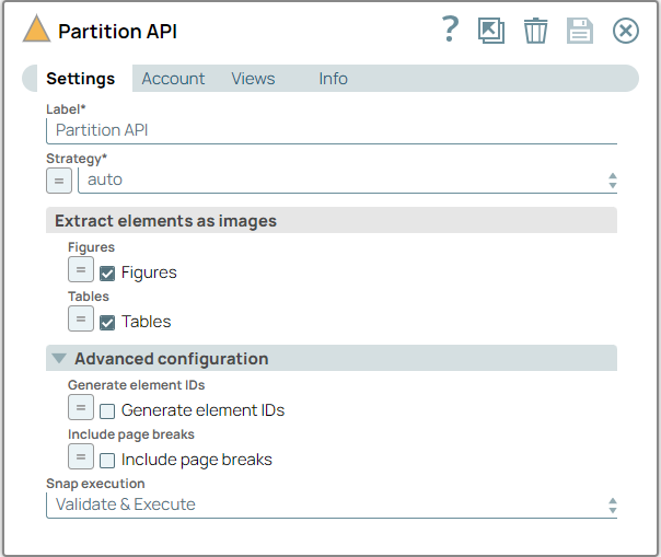 Partition API Snap configuration