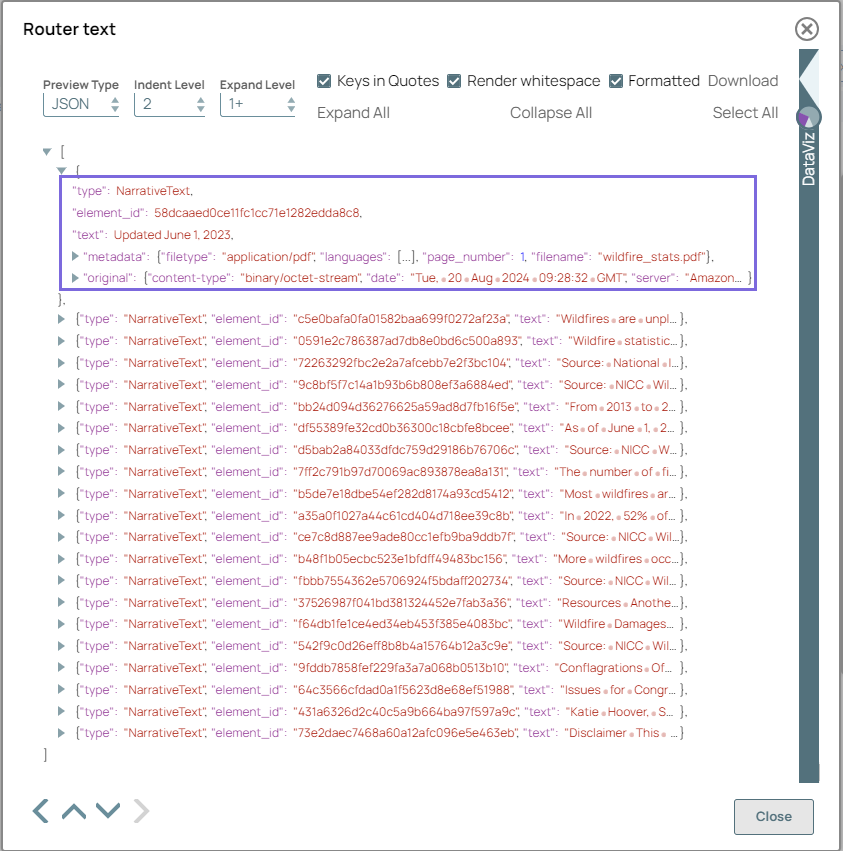 Router Snap output (Text)